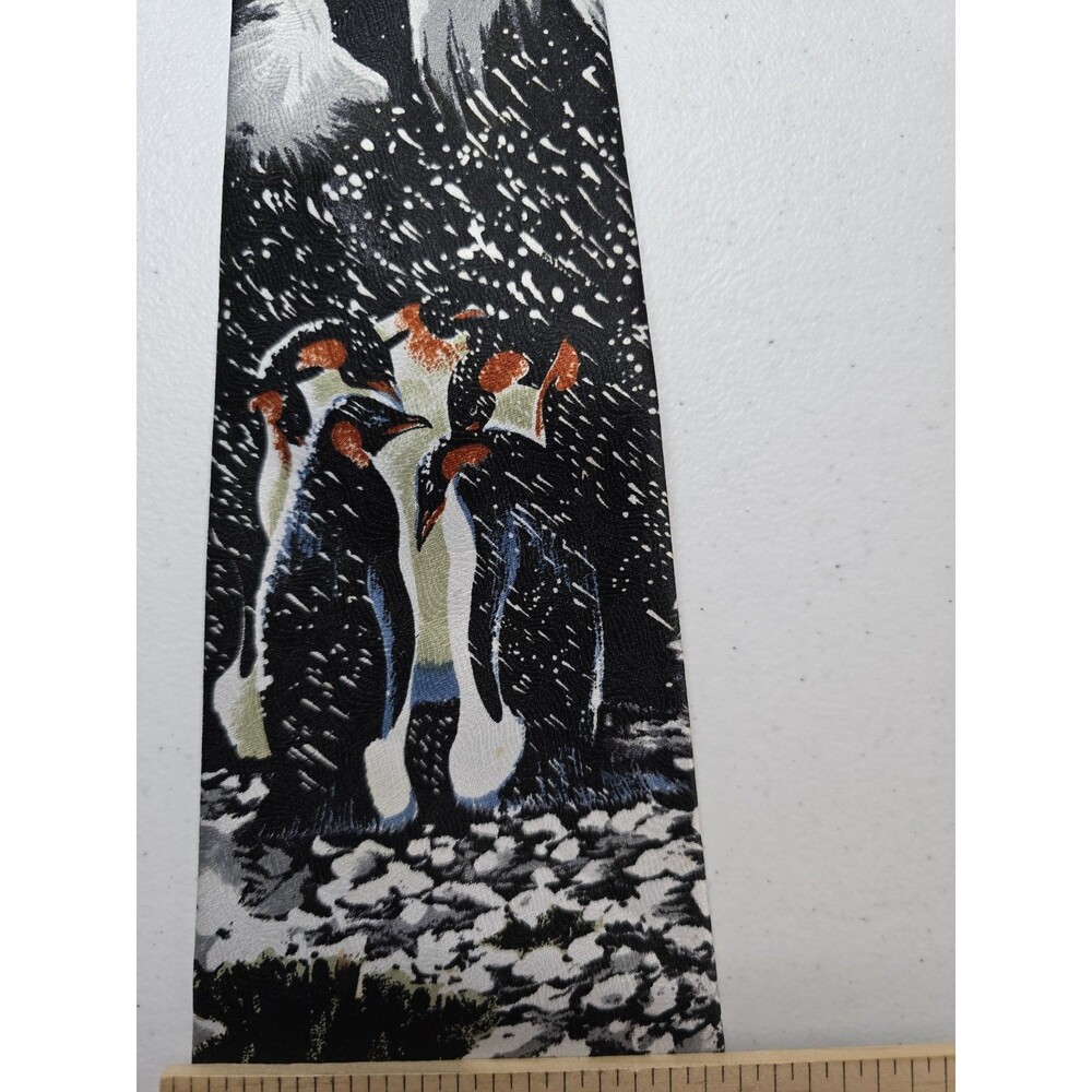 Tie Mania Penguin In Snow Mens Neck Tie Hand Made Classic Bird Winter Snow